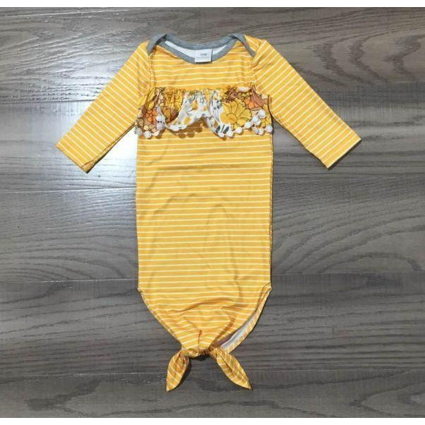 Mustard Stripe Baby Tie Gown