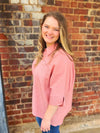 Curvy Pleated Button Up Top - FINAL SALE