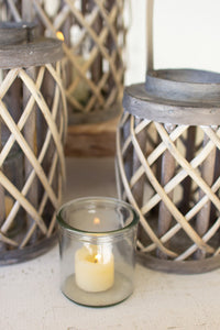Willow Cylinder Lanterns With Glass Inserts