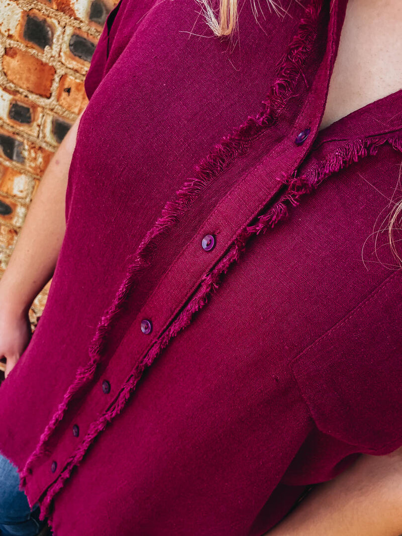 Curvy Linen Blend Button Down