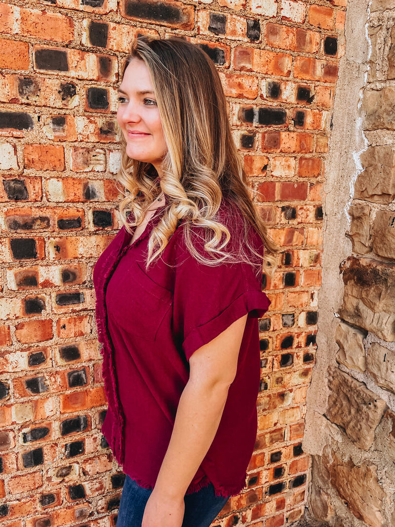 Curvy Linen Blend Button Down