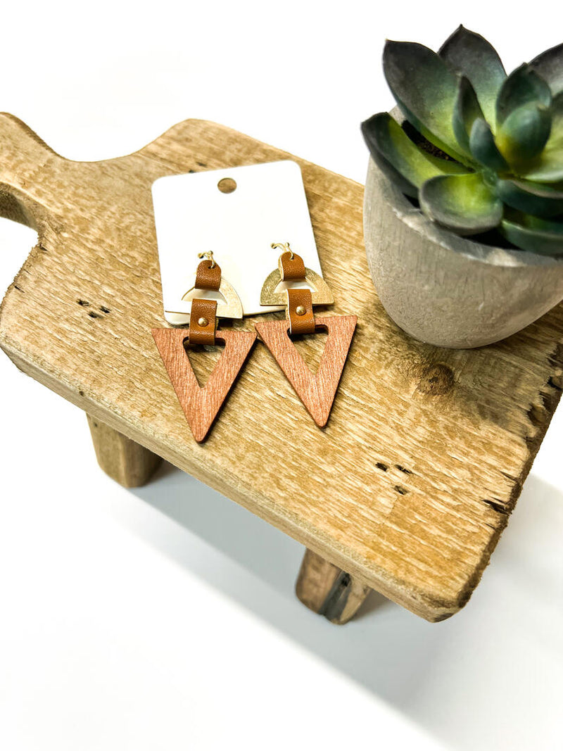 Wooden Triangle Earring