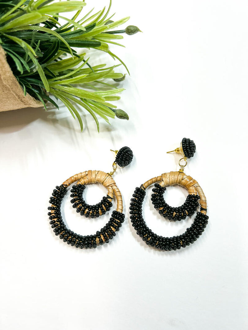 Layered Circle Beaded Drop Earring