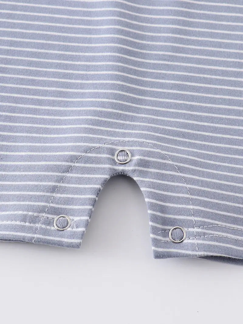 Blue stripe buttons romper