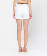 High Rise White Denim Shorts