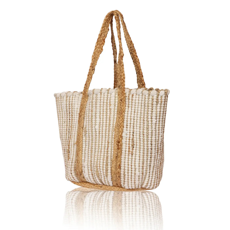 Cotton Jute Natural White Tote