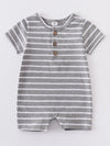 Gray Stripe Baby Romper