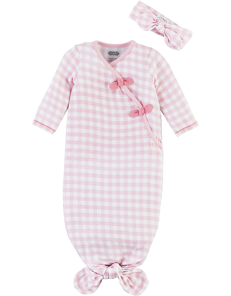 Mud Pie Gingham Gown and Bow Set